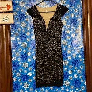 Seam lace mini dress